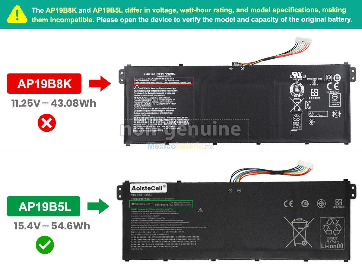 batería para Acer Aspire 3 A315-58-39XJ