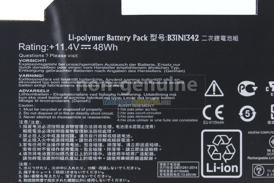 batería Asus B31N1342(3ICP7/60/82) de alta calidad