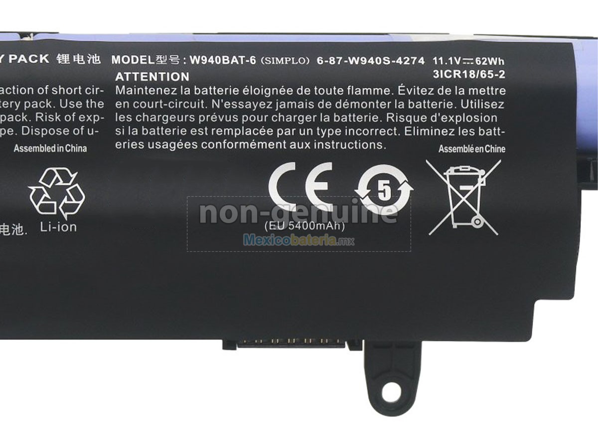 batería para Clevo 6-87-W940S
