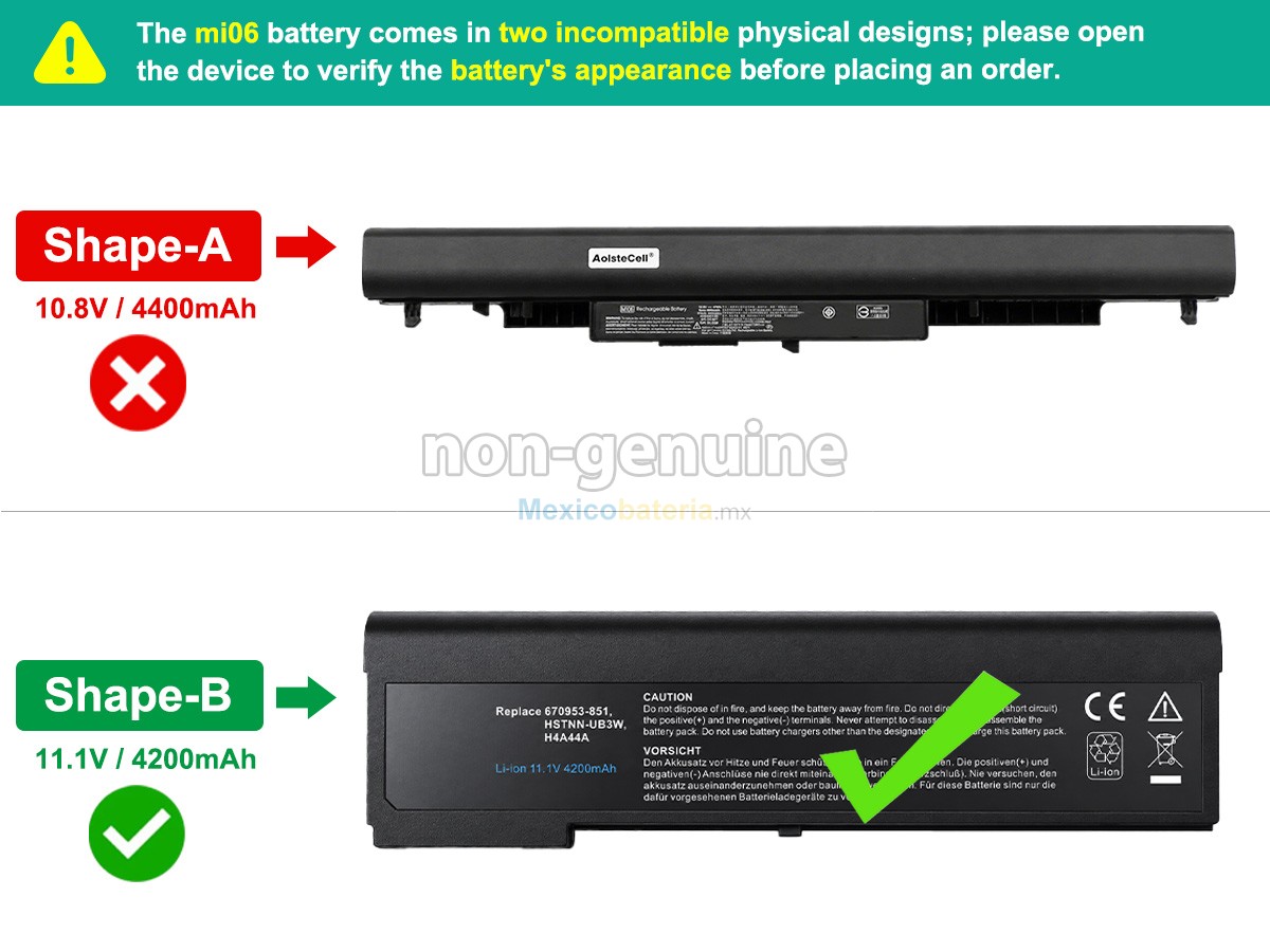 batería para HP MI06