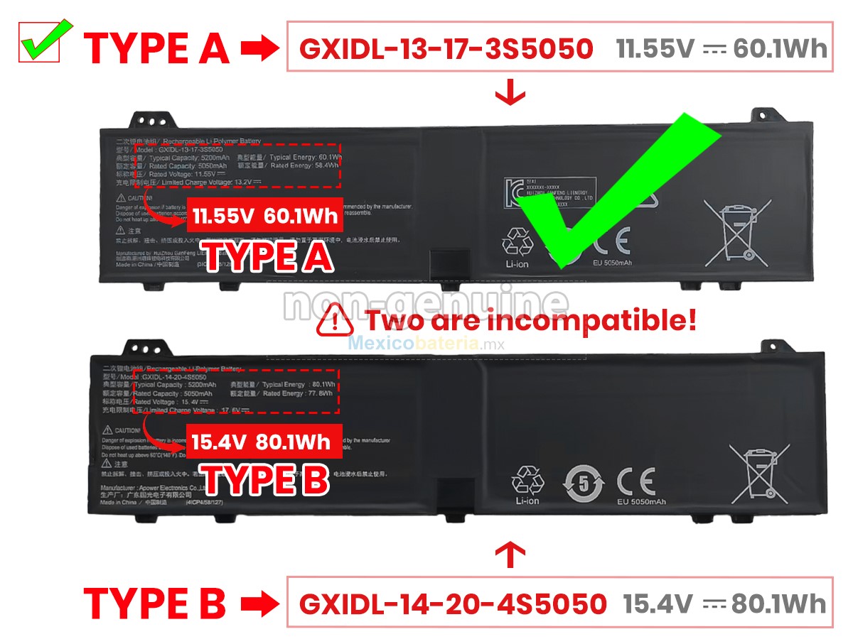 batería para Mechrevo GXIDL-14-20-4S5050
